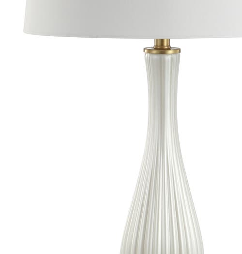 Jonathan Y Gillian 33.7" Glass Led Table Lamp, White In White