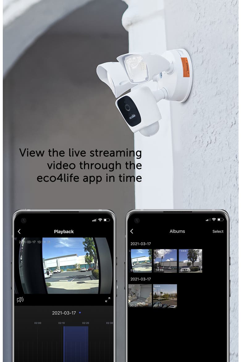 2K HD WiFi Floodlight Camera, Alternate, color, White