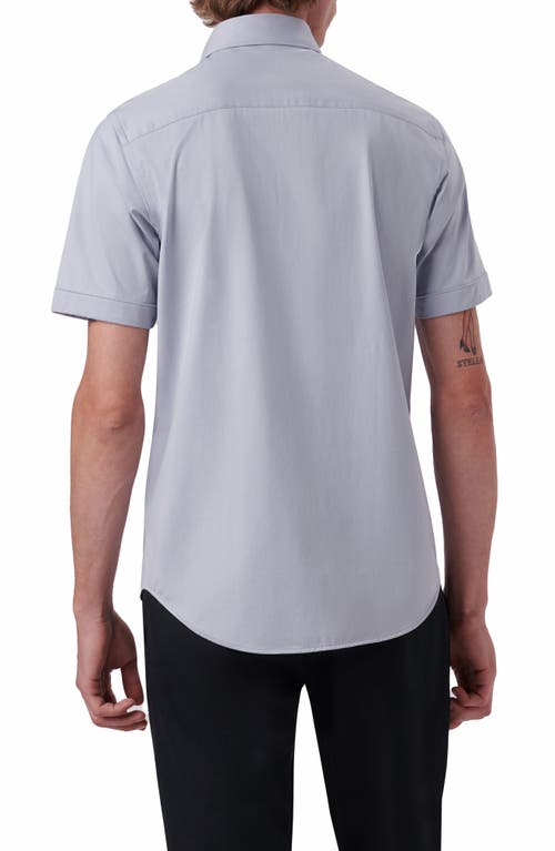 Bugatchi Miles Ooohcotton® Solid Short Sleeve Button-up Shirt In Platinum