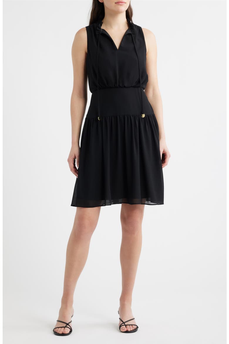 Soufflé Chiffon Sleeveless Dress, Main, color, BLACK