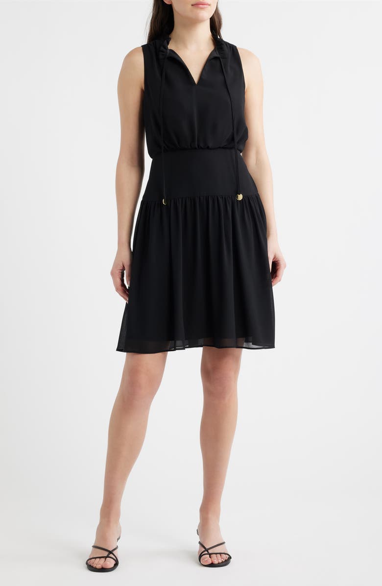 Vince Camuto Soufflé Chiffon Sleeveless Dress, Main, color, Black
