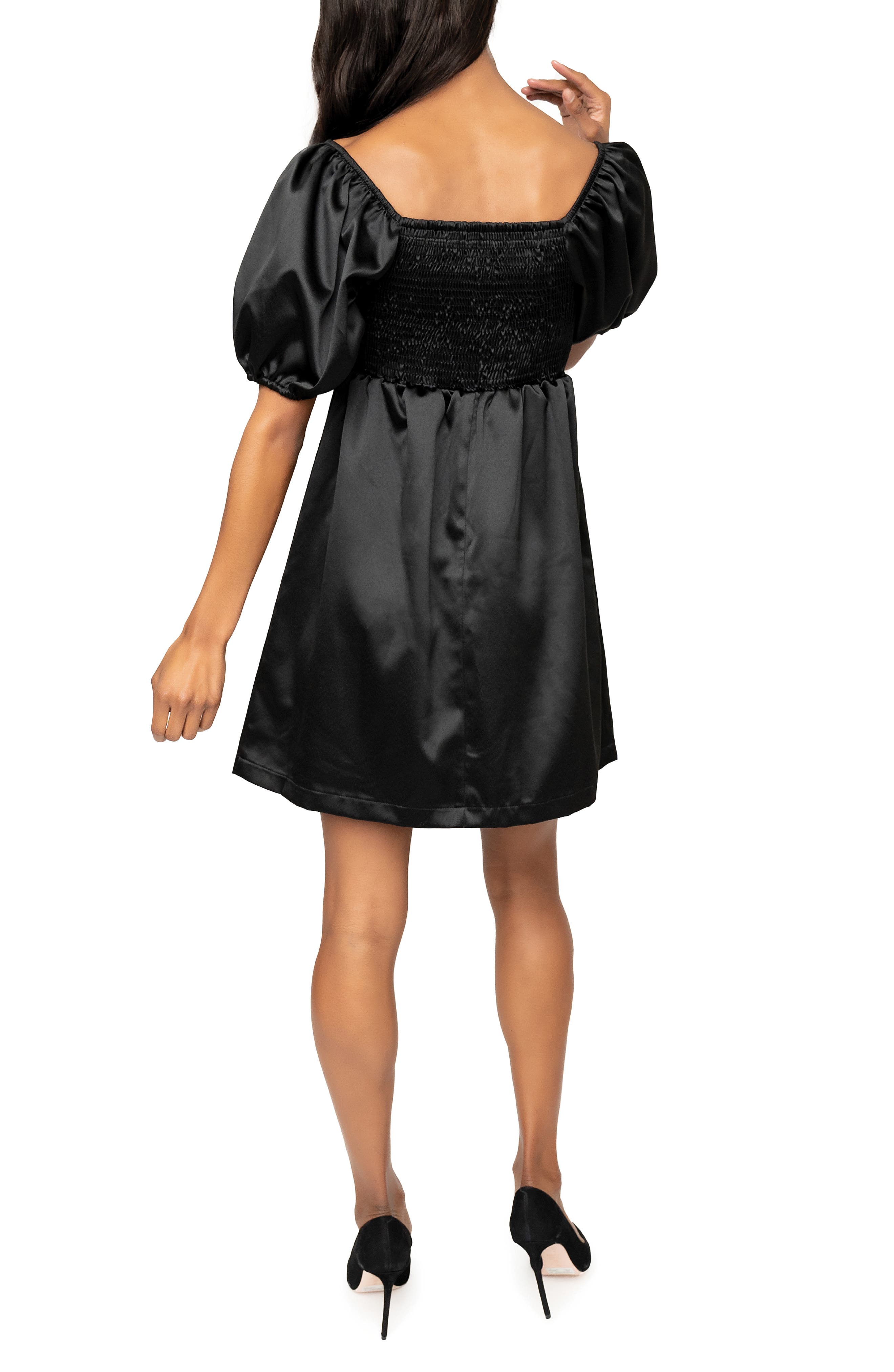 Puff Sleeve Satin Minidress - image 2