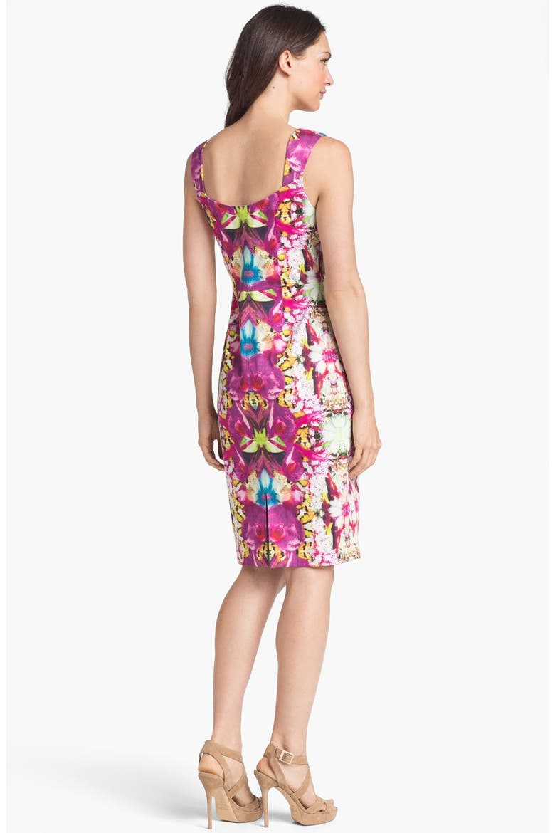 Stretch Cotton Sheath Dress, Alternate, color, VIBRANT ORCHID MULTI
