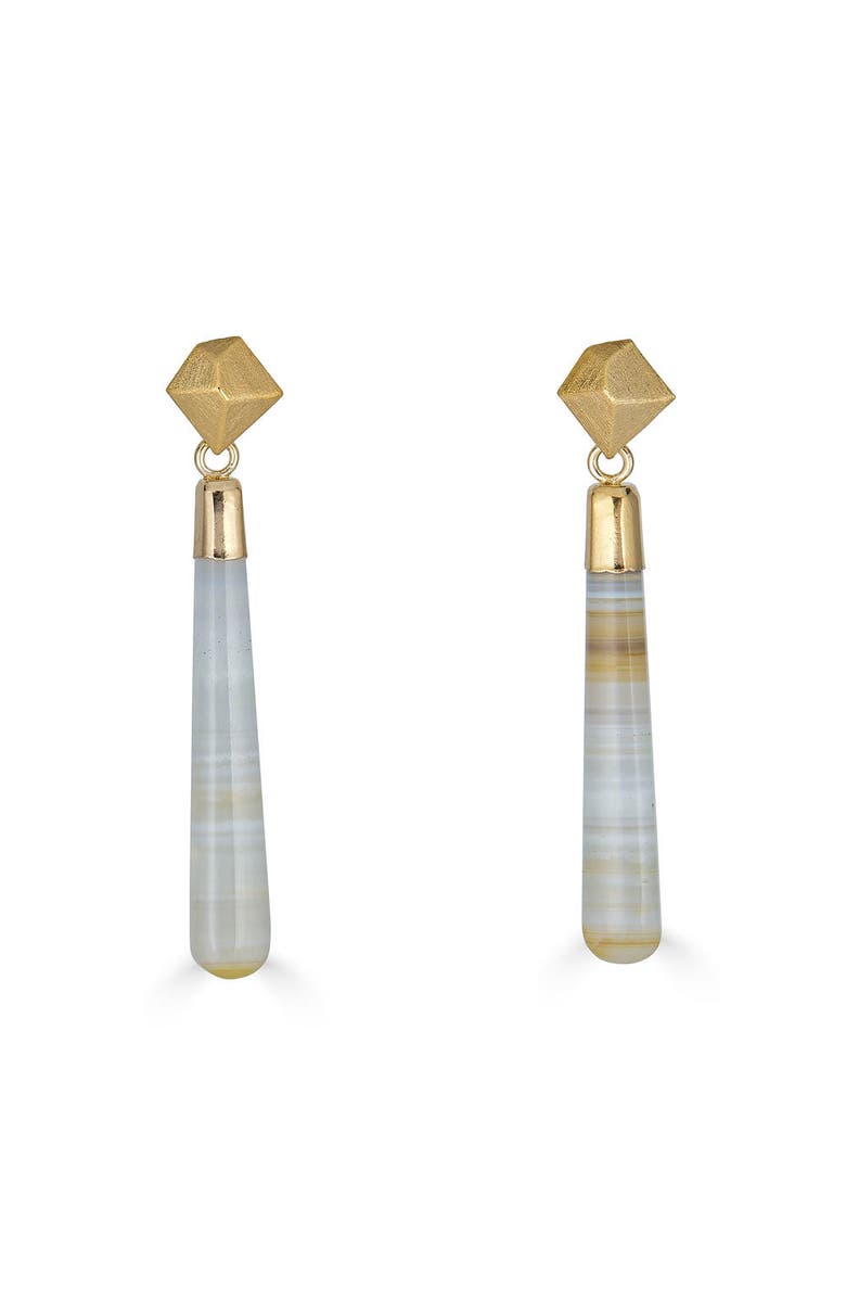 Loni Paul Jewelry Lace Agate Long Drop Earrings, Main, color, Gold