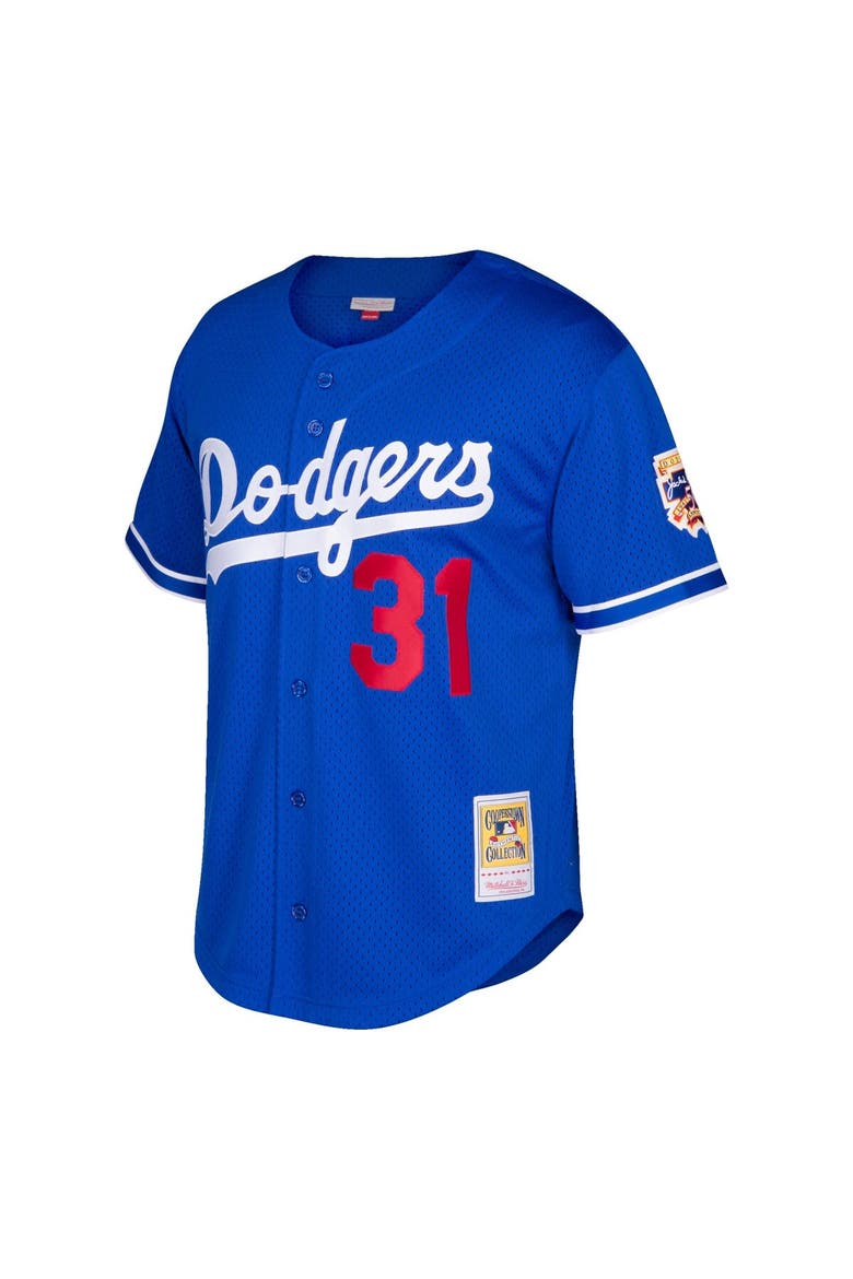 Men's Mitchell & Ness Mike Piazza Royal Los Angeles Dodgers Cooperstown Collection Mesh Batting Practice Button-Up Jersey, Alternate, color, Royal