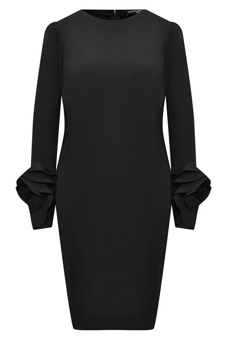 Rosette Cuff Long Sleeve Maternity Sheath Dress, Alternate, color, BLACK
