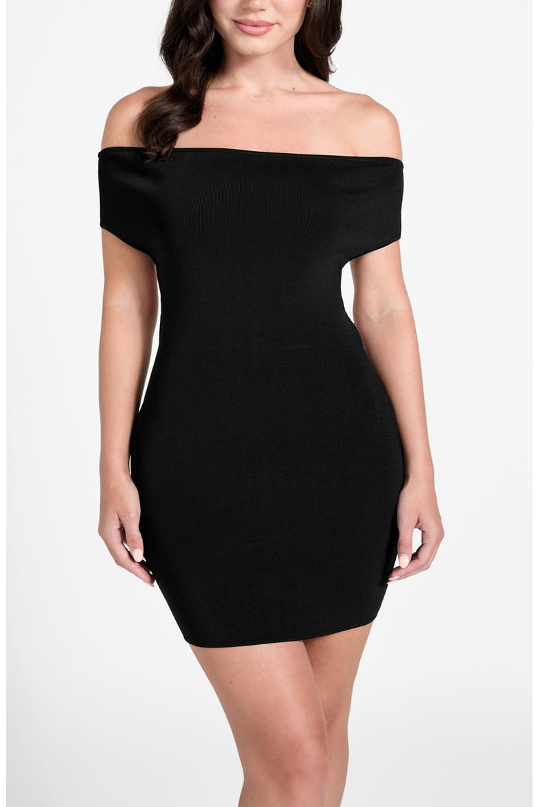 Katiya Off the Shoulder Minidress, Alternate, color, BLACK-BLACK