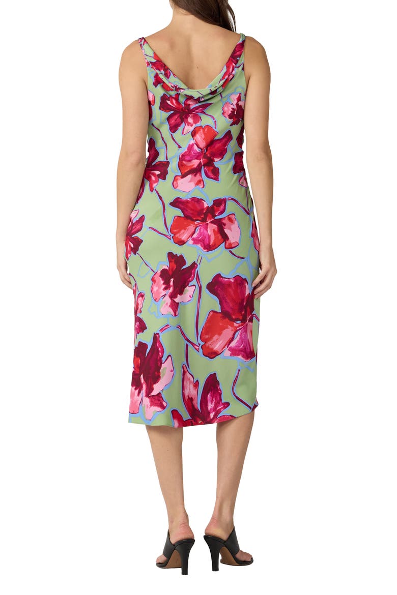 Delaney Floral Cowl Neck Midi Dress, Alternate, color, HIBISCUS SMOKE DEGRADE