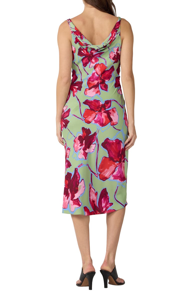 DVF Delaney Floral Cowl Neck Midi Dress, Alternate, color, Hibiscus Smoke Degrade