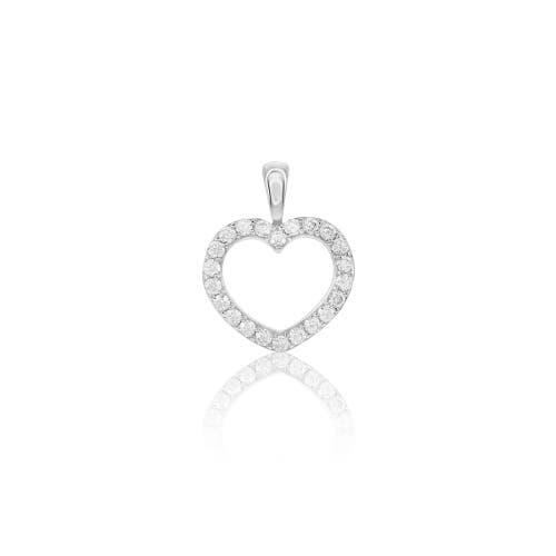 Donatello Gian Sterling Silver Crystal Heart Pendant In Silver