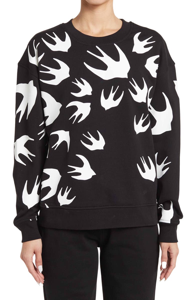 MCQ Alexander McQueen Code Bird Print Pullover Sweatshirt, Main, color,