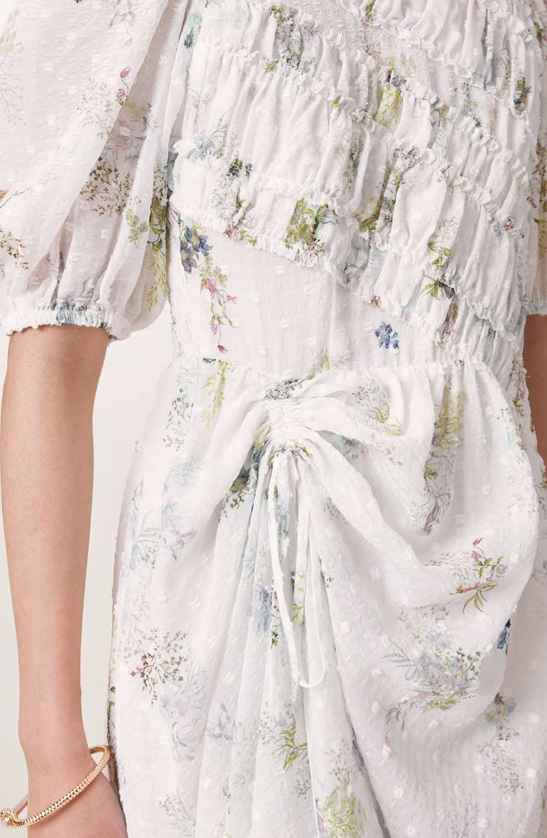 AllSaints Serene Puff Sleeve Dress, Alternate, color, Laci Ecru White