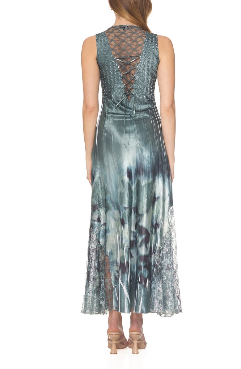 Komarov Lace-Up Back Maxi Cocktail Dress, Alternate, color, Shibori Sage