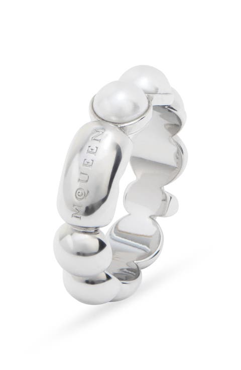 Men's Skull & Faux Pearl Ring