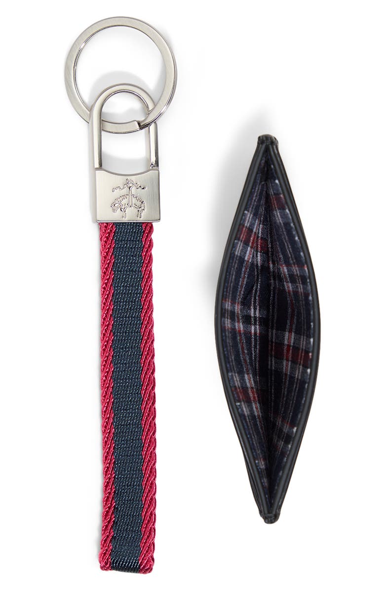 Brooks Brothers Leather Card Case & Key Chain Set, Alternate, color, Black