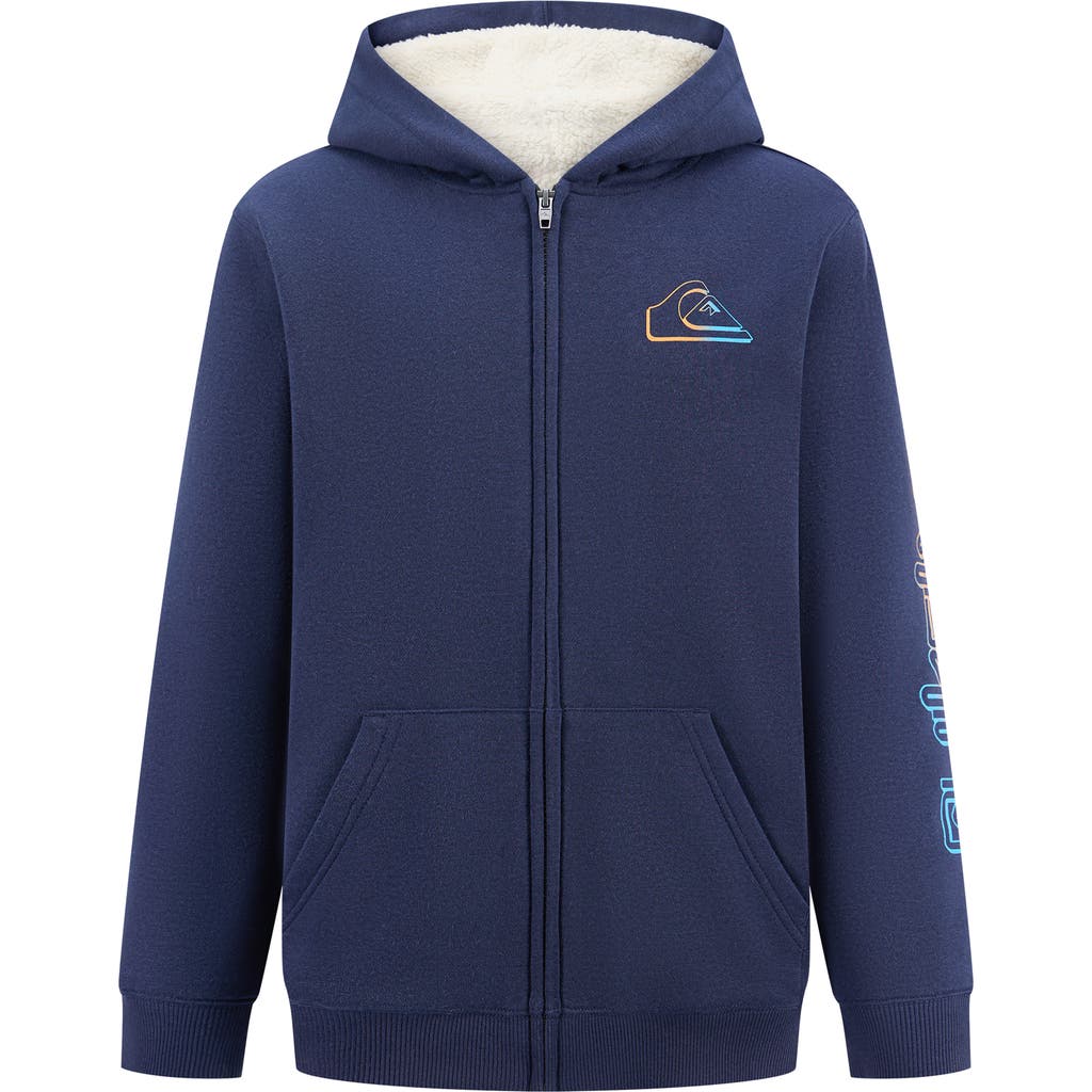 Quiksilver Kids' High Pile Fleece Lined Full Zip Hoodie In Black