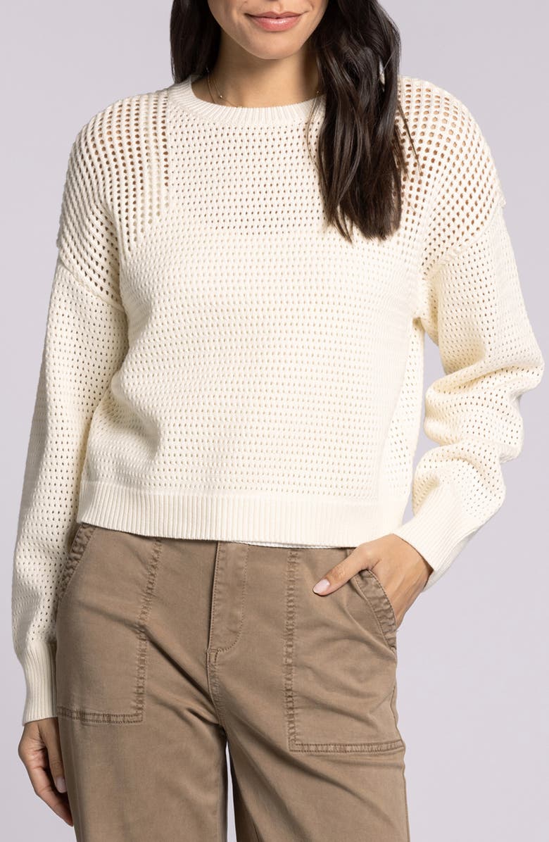 Thread & Supply Jasmine Cotton Mesh Sweater, Main, color, Off White