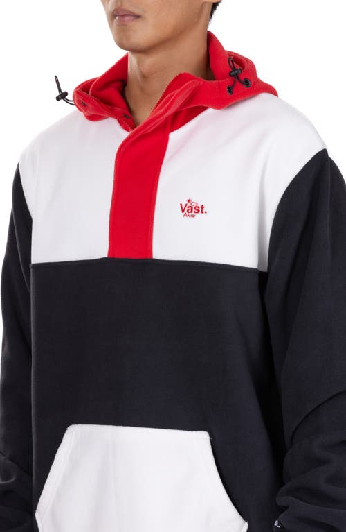 Vast Colorblock Fleece Half Zip Hoodie In Black Multi