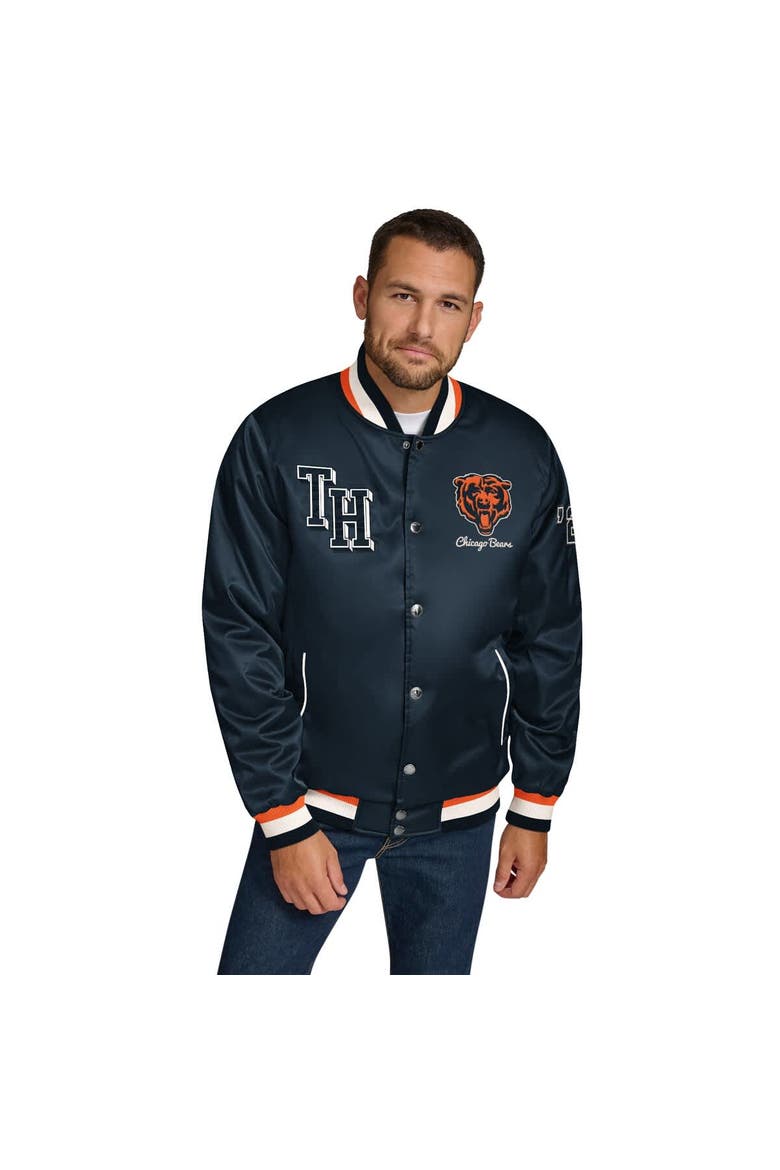 Men's Tommy Hilfiger Navy Chicago Bears Dante Full-Snap Satin Jacket, Main, color, Navy