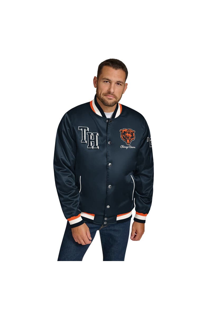 Tommy Hilfiger Men's Tommy Hilfiger Navy Chicago Bears Dante Full-Snap Satin Jacket, Main, color, Navy