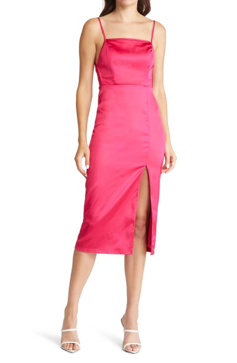 Hold Your Hand Satin Midi Cocktail Dress
