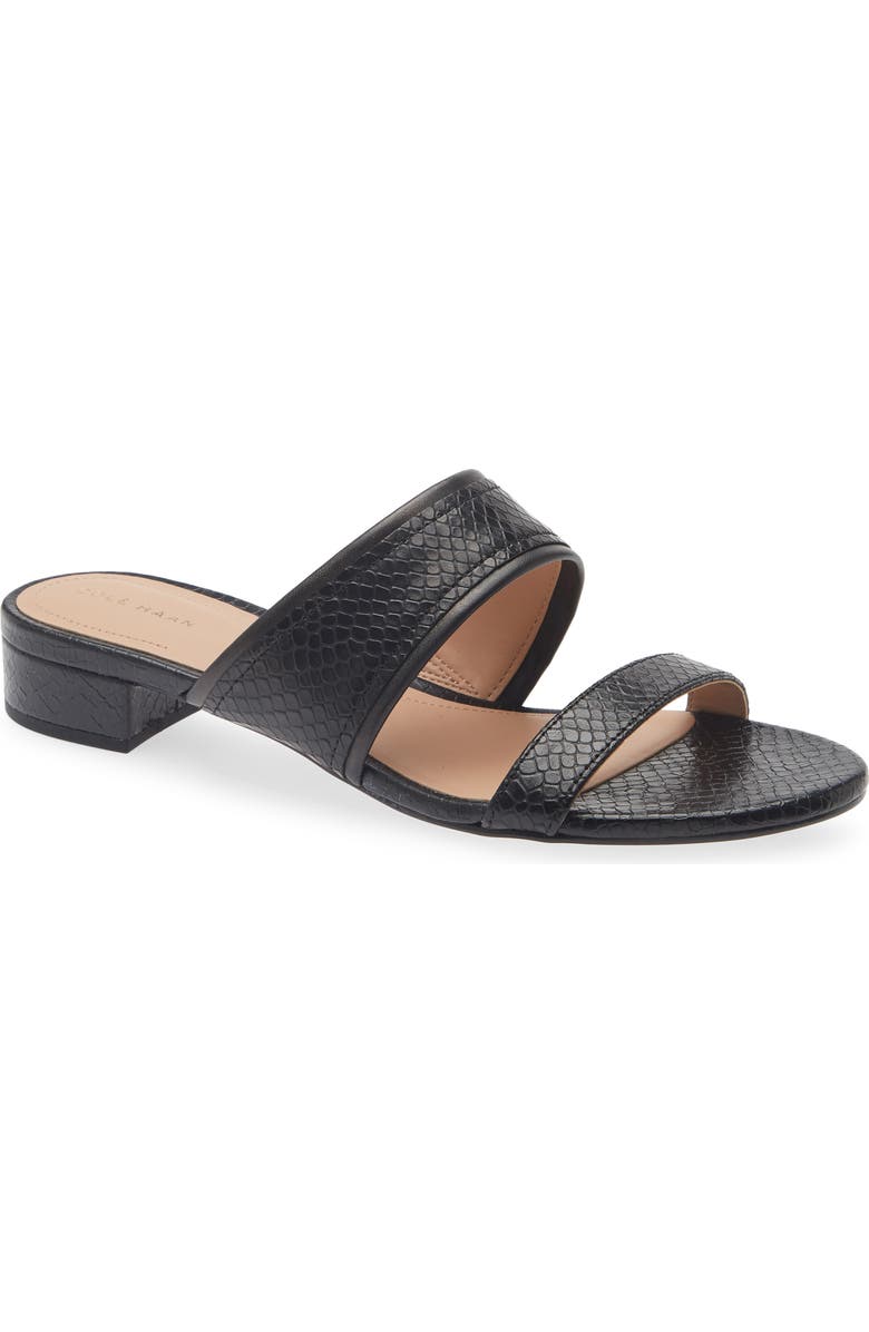 Cole Haan Fionna Wave Double Band Slide Sandals, Main, color, Black Snake Print Leather