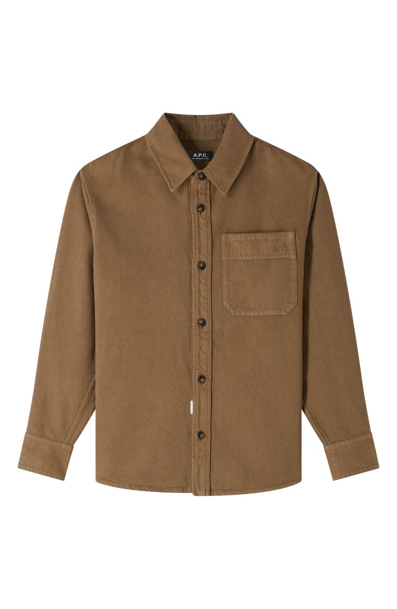 A.P.C. Basile Brodee Twill Button-Up Shirt, Alternate, color, Frosted Chestnut Brown