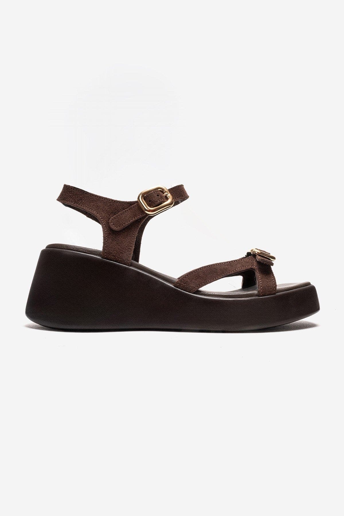 Forever & Always Shoes Kalia Leather Wedge Sandal, Alternate, color, Brown Suede