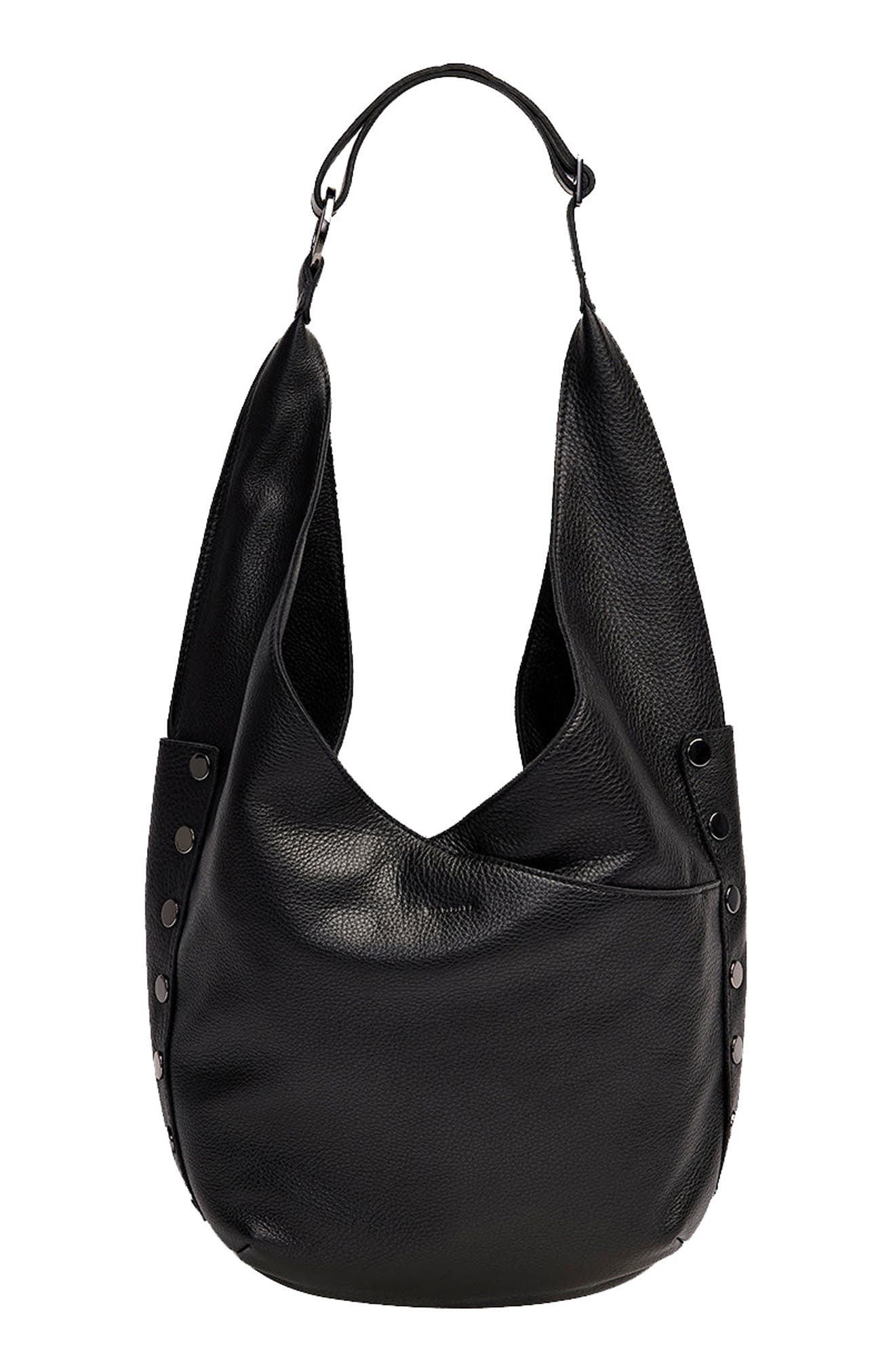HAMMITT Tom Zip Hobo Bag, Main, color, Black/ Gunmetal