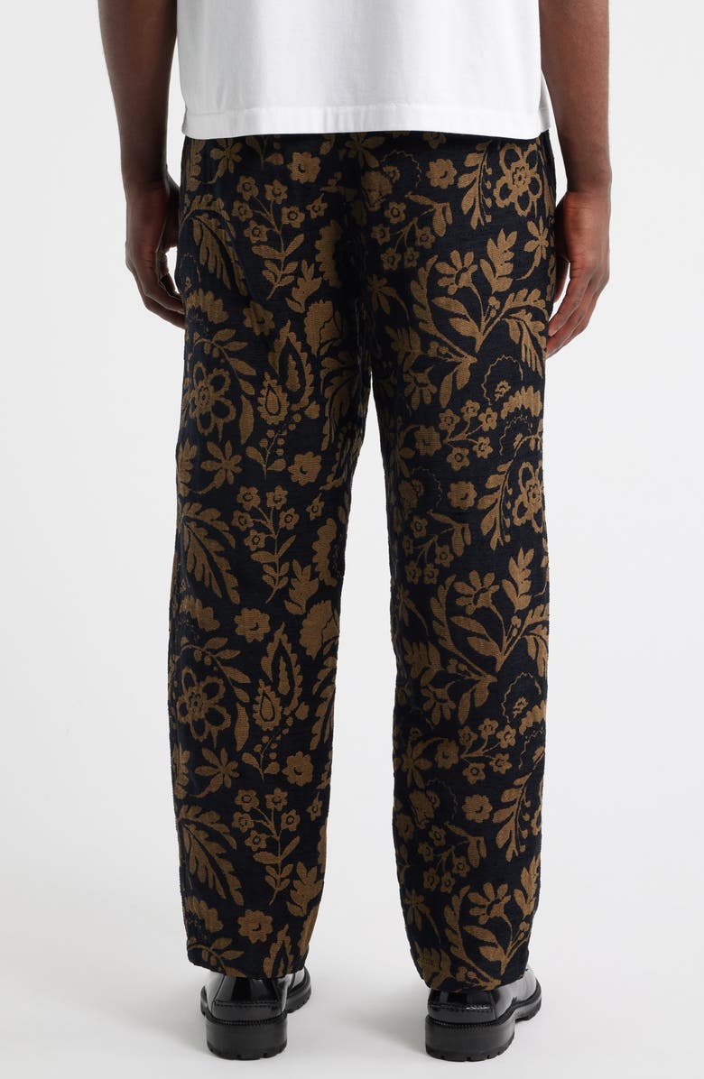 Wax London Tyne Recycled Cotton Blend Floral Jacquard Pants, Alternate, color, Black / Khaki