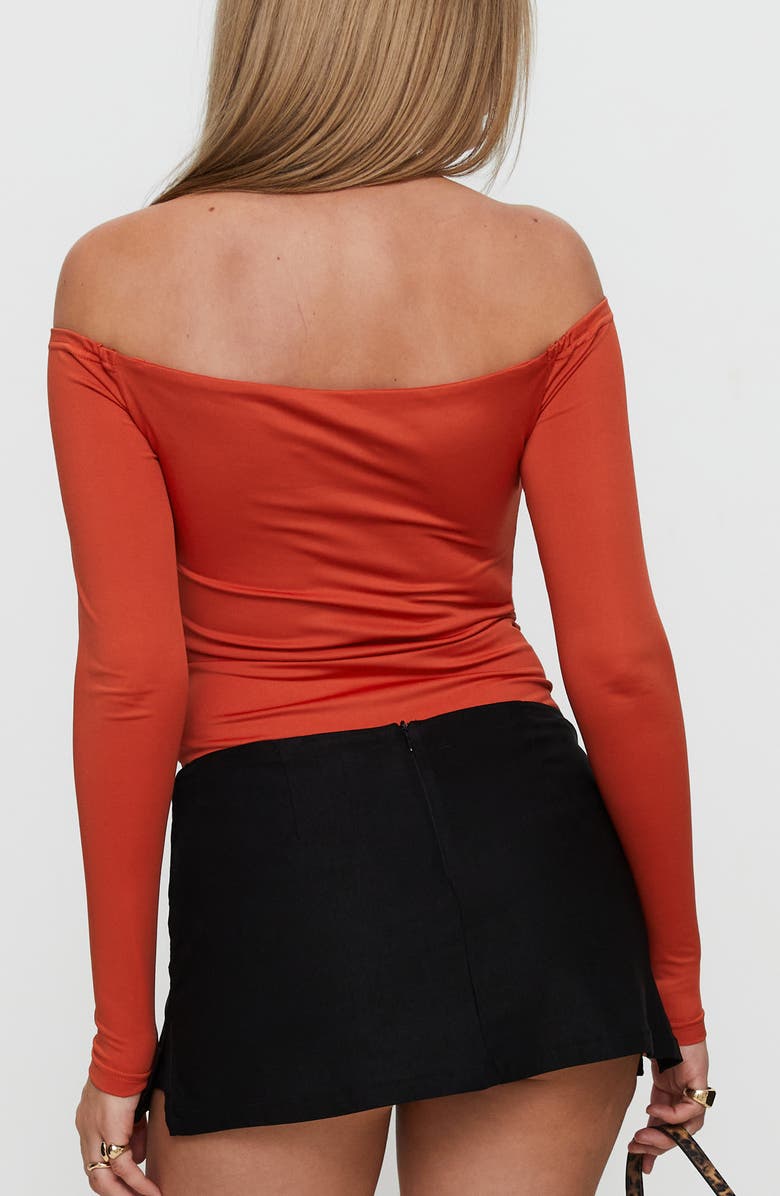Princess Polly Degree of Separation Off the Shoulder Bodysuit, Alternate, color, Orange