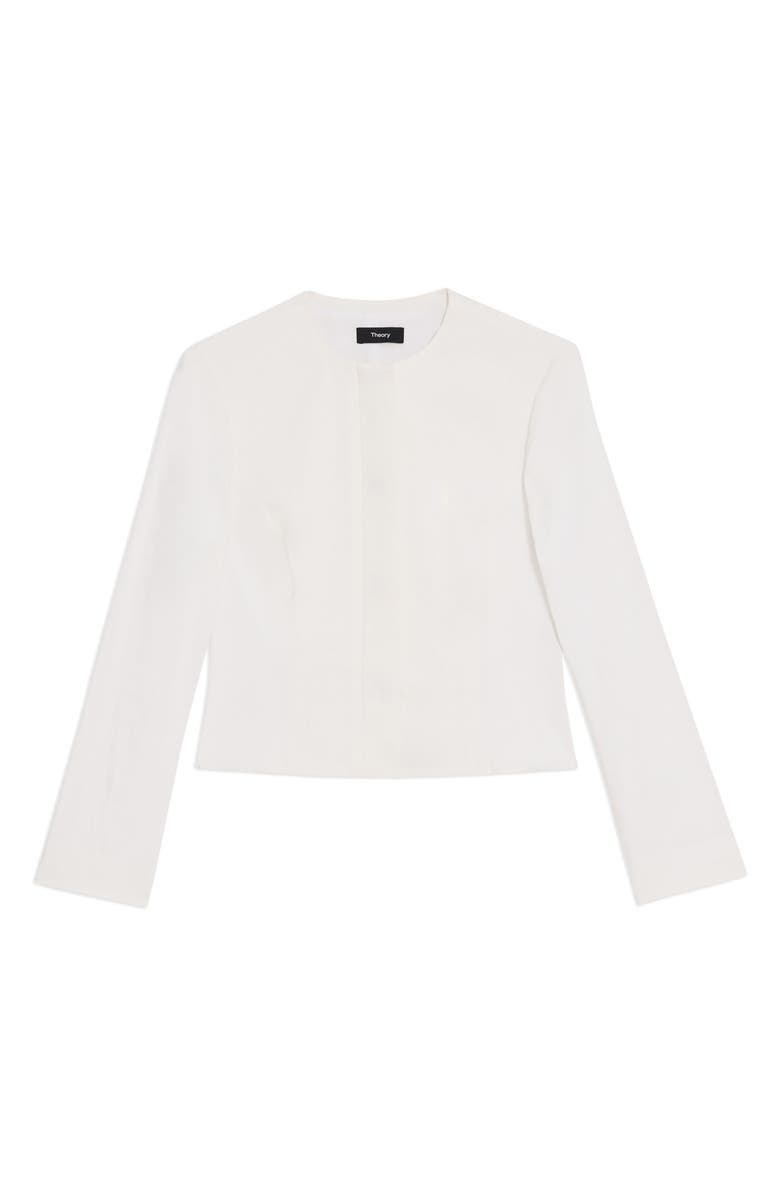 Theory Good Peplum Back Linen Blend Crop Jacket, Main, color, 