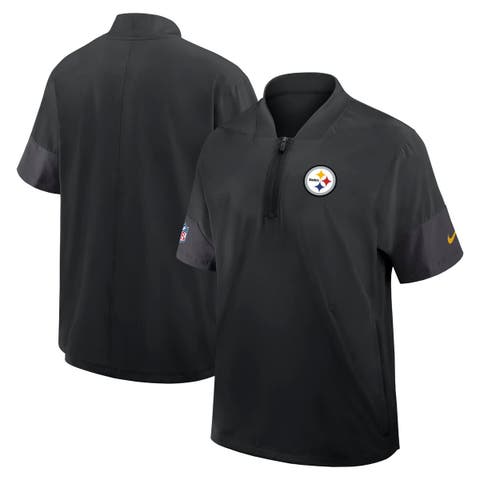 Men's Nike Black Pittsburgh Steelers Sideline Short Sleeve Quarter-Zip Performance Coach Jacket