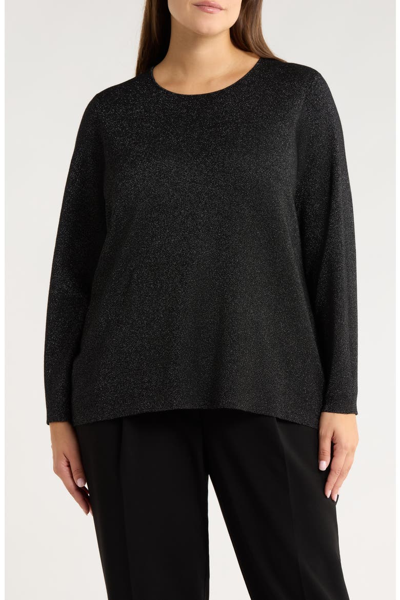 Metallic Shimmer Wool Blend Sweater, Main, color, BLACK