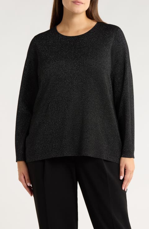 Metallic Shimmer Wool Blend Sweater (Plus)
