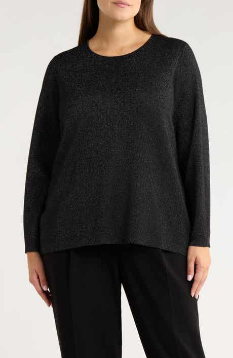Eileen Fisher Metallic Shimmer Wool Blend Sweater