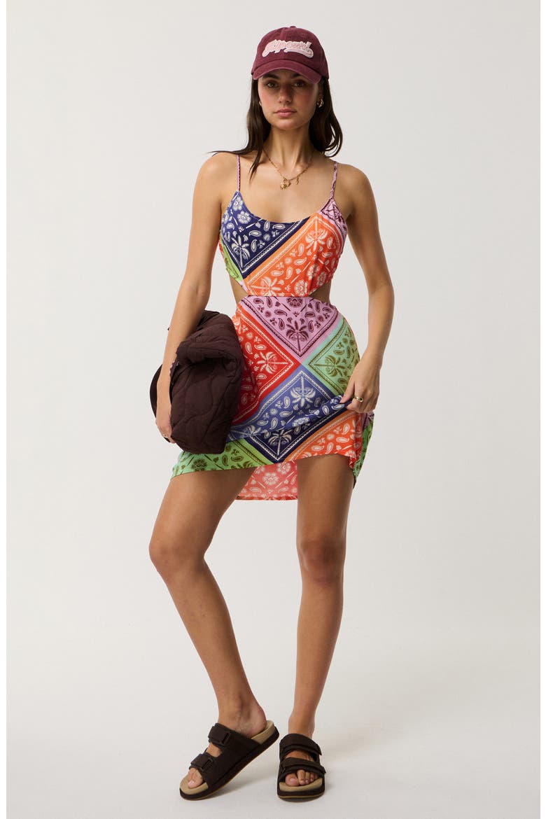 Bossa Nova Cutout Minidress, Alternate, color, BLUE MULTI
