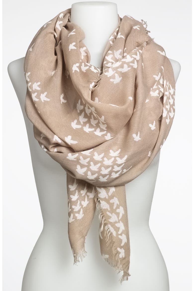 'School of Birds' Scarf, Main, color, TAUPE