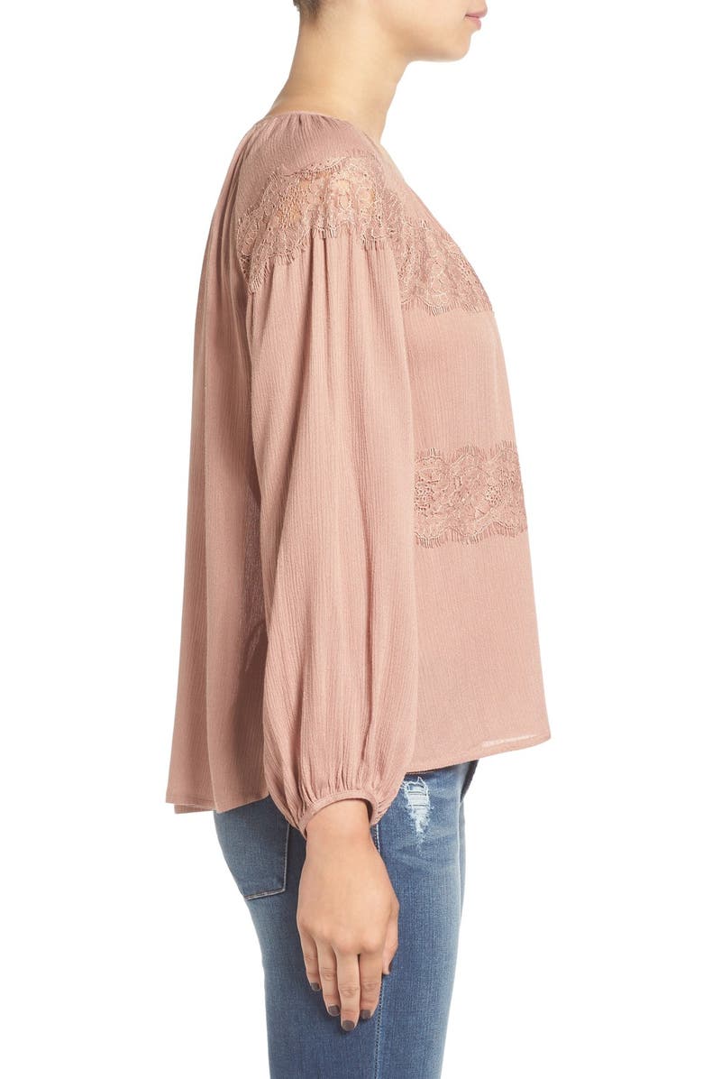 All in Favor Lace Detail Peasant Blouse, Alternate, color, 
