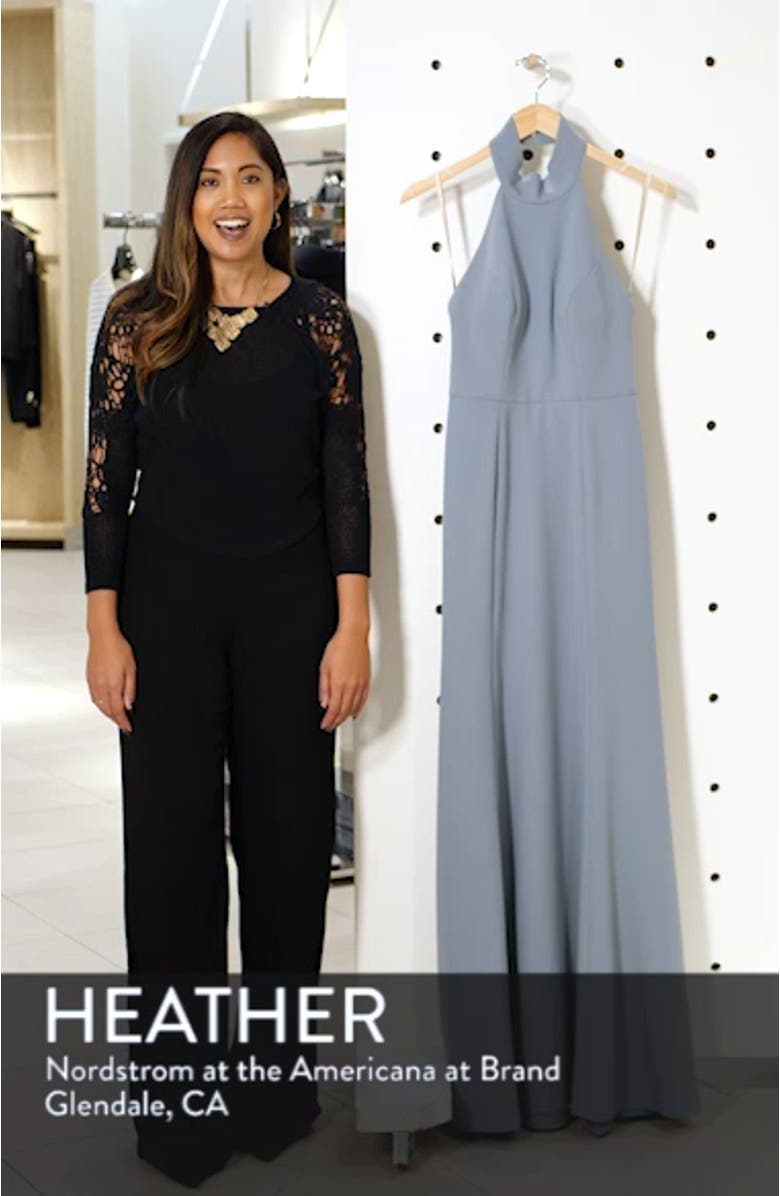 Petra Halter Crepe A-Line Gown, sales video thumbnail
