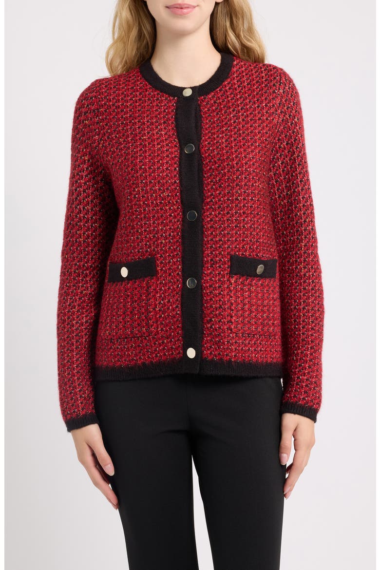 Lurex Boucle Cardigan, Main, color, TITIAN RED MULTI