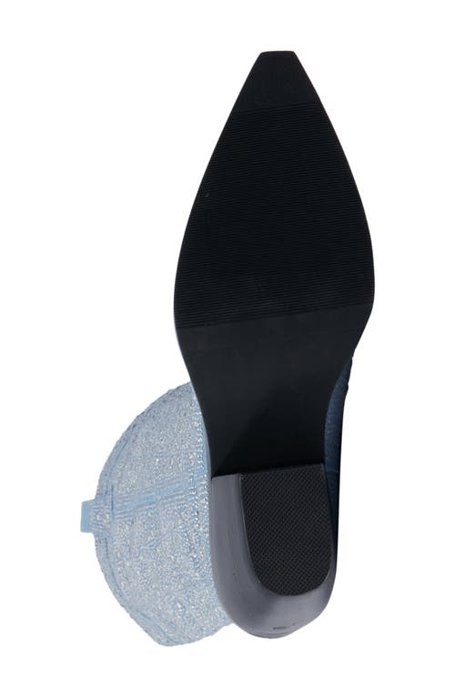 Azalea Wang Louella Rhinestone Deim Tall Cowboy Boot In Blue