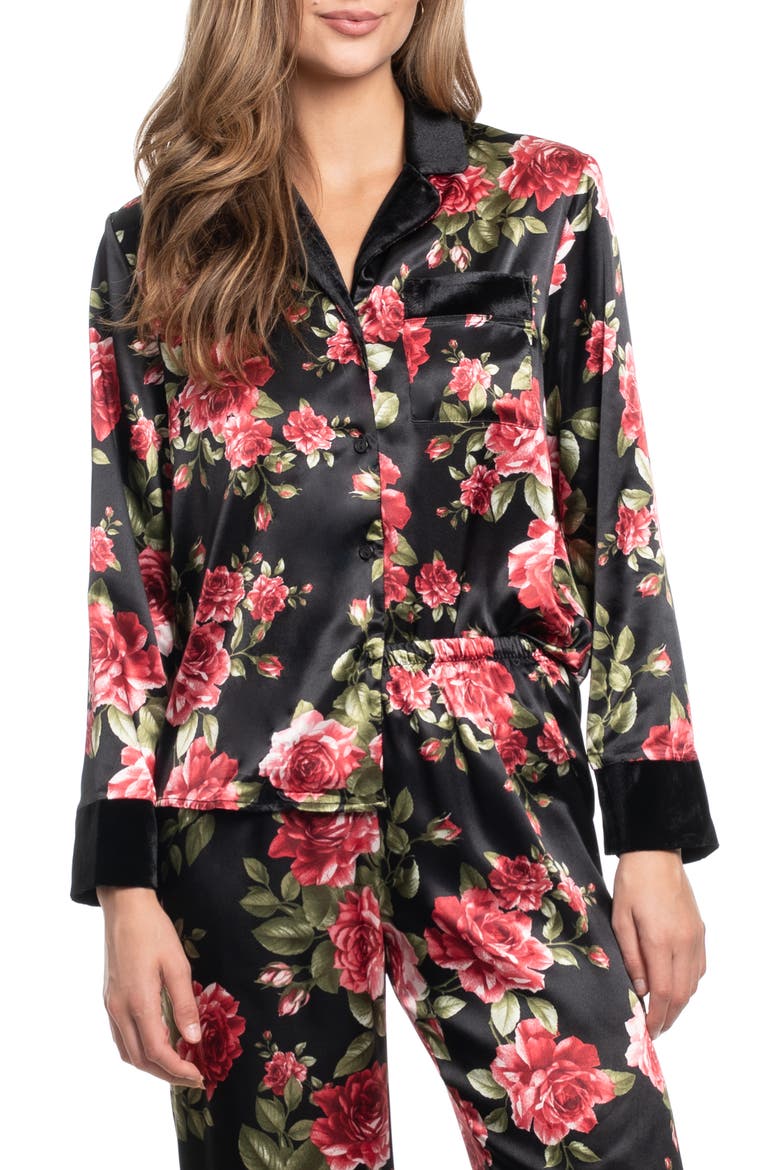 Sidney Satin Pajamas, Alternate, color, BLACK