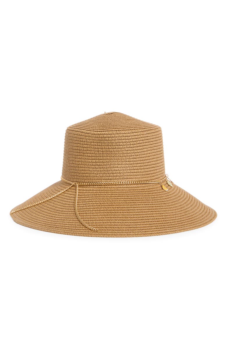 BCBG Downbrim Charm Straw Hat, Alternate, color, Tan