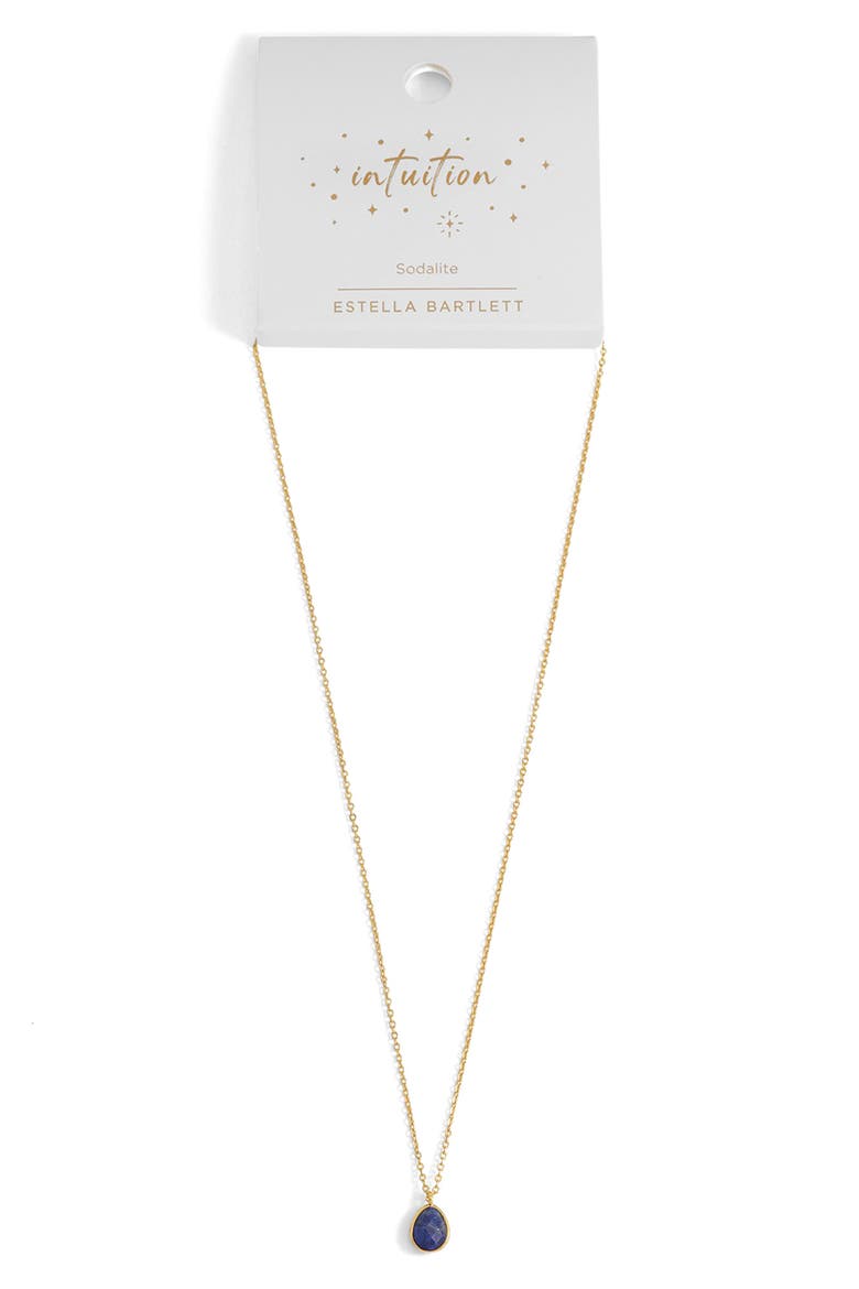 Wellness Faceted Green Agate Teardrop Pendant Necklace, Alternate, color, GOLD/BLUE