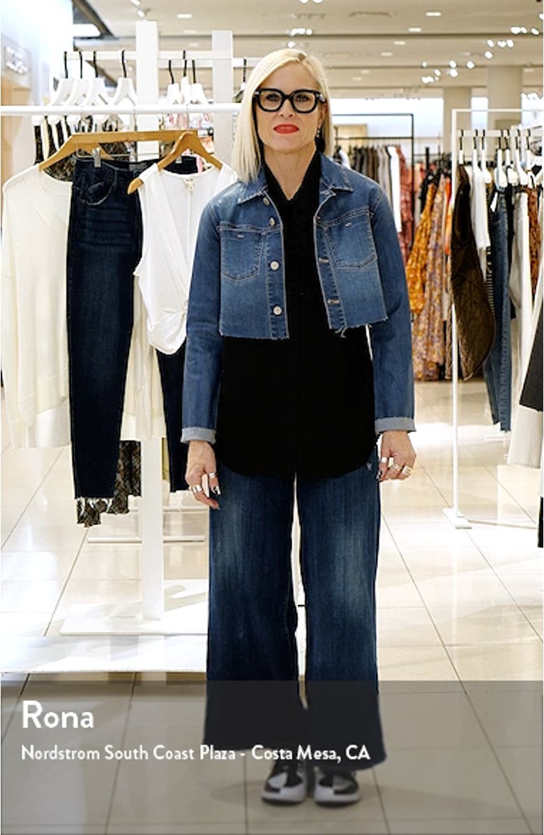 Wesley Raw Hem Crop Denim Trucker Jacket, sales video thumbnail