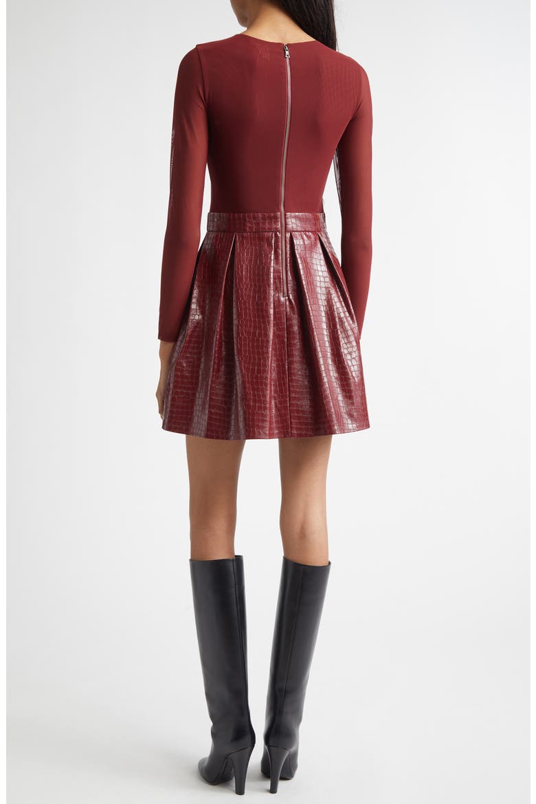 Chara Long Sleeve Faux Leather Party Dress, Alternate, color, OXBLOOD