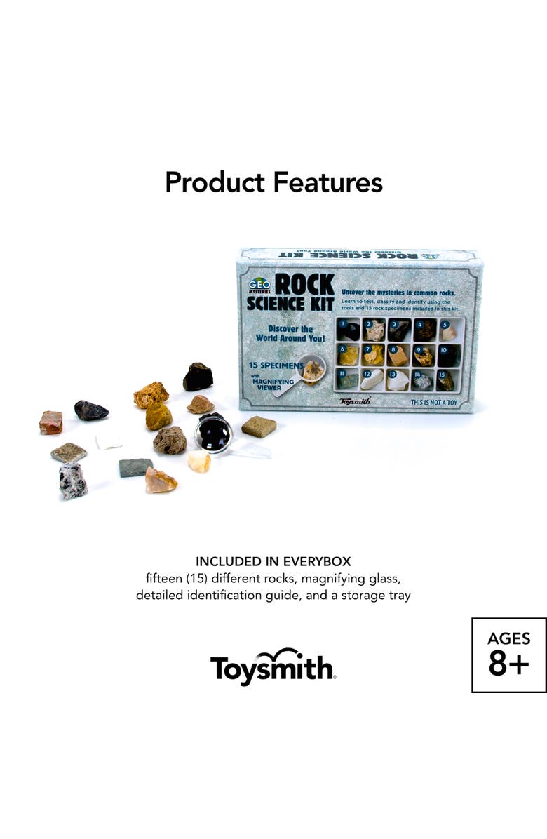Toysmith Toy Rock Science Geology Mineral Specimen STEM Kit, Alternate, color, Multicolored