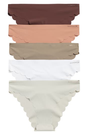Danskin Assorted 5-pack Laser Cut Scallop Leg Bikini Briefs In Multi