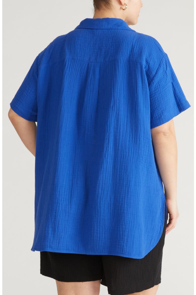 Toni High Low Button Down Cotton Gauze Top, Alternate, color, ULTRAMARINE BLUE